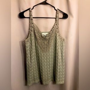 Maurice’s Green Knit Camisole Embroidered Straps Size Large